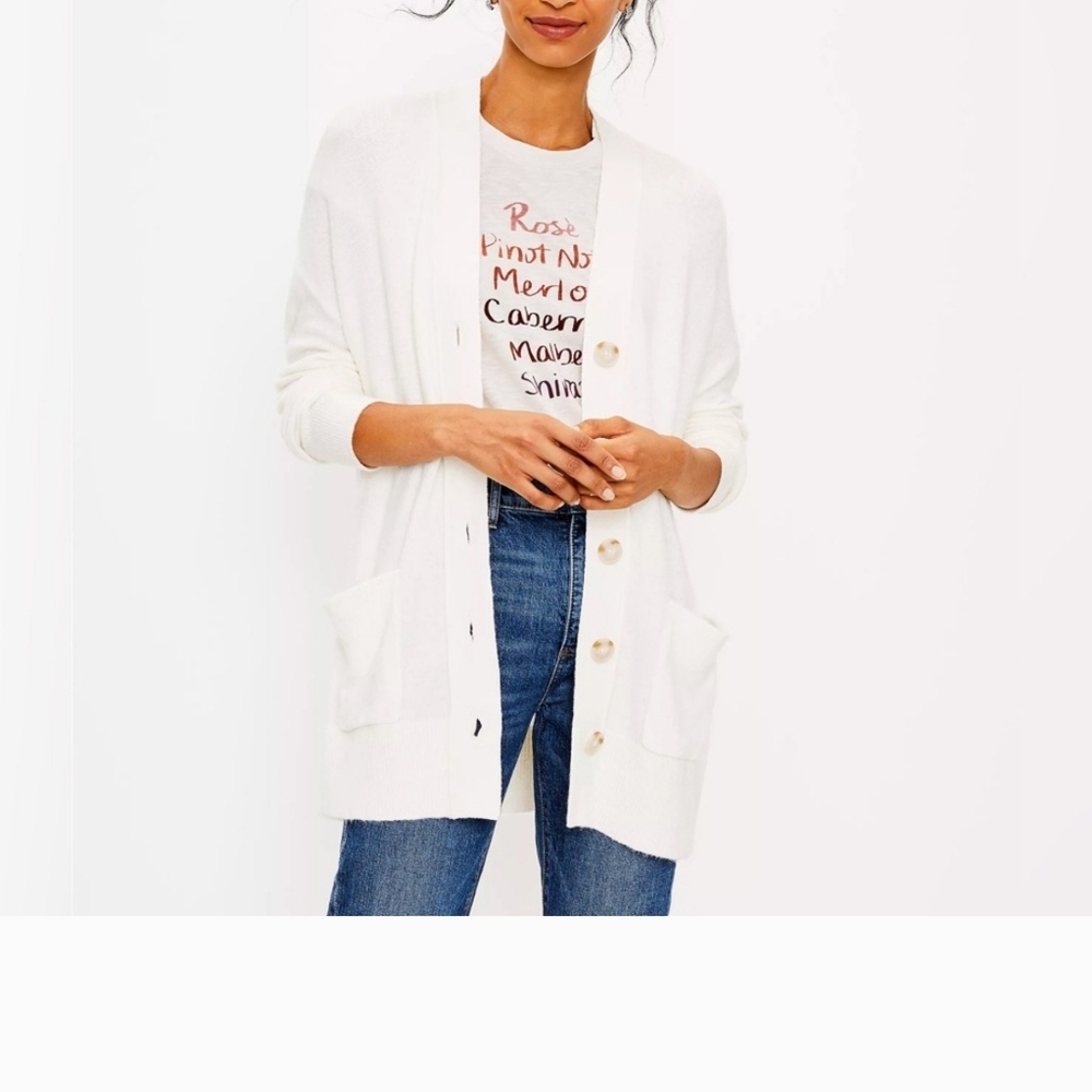 White Button-Up Cardigan